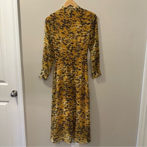 Whistles Ines Ikat Animal Print Long Sleeve Midi Dress Size 0 NWOT Autumncore - Picture 5 of 16